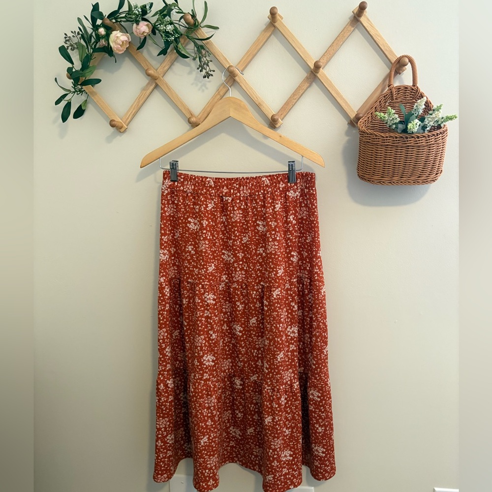 Floral Brick Orange Skirt